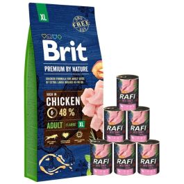 BRIT Premium By Nature Adult Extra Large XL 15 kg + mokra karma z indykiem 6x400 g