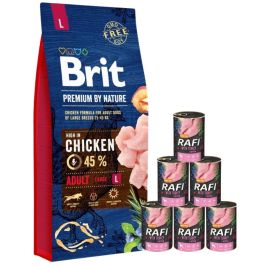 BRIT Premium By Nature Adult Large L 15 kg + mokra karma z indykiem 6x400 g