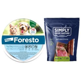 FORESTO Obroża dla kota i psa przeciw kleszczom i pchłom poniżej 8 kg + SIMPLY FROM NATURE Naturalne cygara z wołowiną 3 szt.