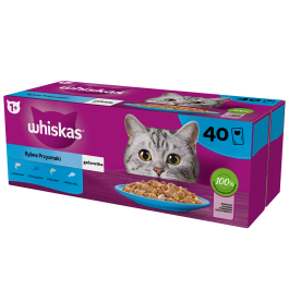 WHISKAS Adult saszetka 40 x 85 g Smaki Rybne w galaretce łosoś, tuńczyk, dorsz, biała ryba