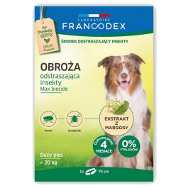 FRANCODEX Obroża dla dużych psów powyżej 20 kg odstraszająca insekty - 4 miesiące ochrony, 75 cm