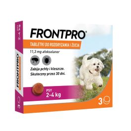 FRONTPRO 2-4 kg S 3 tabletki na kleszcze i pchły do żucia dla psów