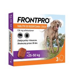 FRONTPRO >25-50 kg XL 3 tabletki na kleszcze i pchły do żucia dla psów