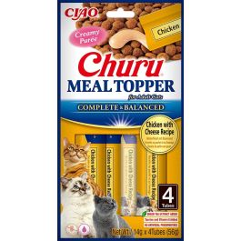 INABA Meal Topper Chicken Cheese 4x14 g kremowy dodatek z kurczakiem i serem do karmy dla kotów