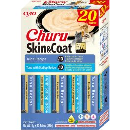 INABA Churu Cat Skin Coat 20x14g tuńczyk, tuńczyk i przegrzebki kremowy przysmak dla kota