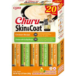 INABA Churu Cat Skin Coat 20x14g kurczak, kurczak i przegrzebki kremowy przysmak dla kota