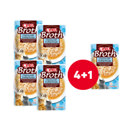 INABA CIAO Broth Bulion z kurczakiem i przegrzebkami dla kotów 40g (4+1 GRATIS)