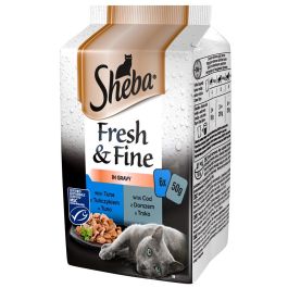 SHEBA Fresh & Fine 72x50g karma dla kotów w sosie (z tuńczykiem, z dorszem)
