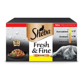 SHEBA Fresh&Fine 50x50g w sosie z kurczakiem, drobiem, indykiem