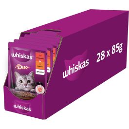 WHISKAS Adult saszetka 28x85 g mokra karma dla dorosłych kotów w galaretce z wołowiną i drobiem