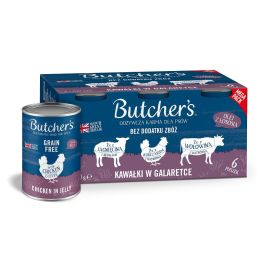 BUTCHER'S Original Recipe in jelly Mix smaków z wątróbką lub nerkami 6x400 g kawałki w galaretce z wołowiną, z jagnięciną i z kurczakiem dla psa