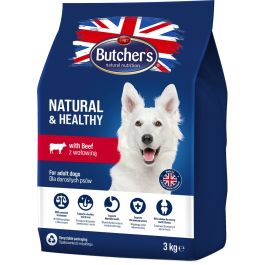 BUTCHER'S Natural&Healthy sucha karma dla psa z wołowiną 3 kg