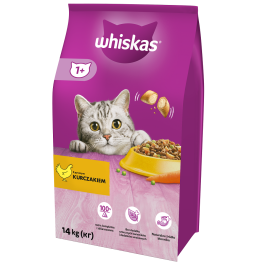 WHISKAS Adult 14kg sucha karma pełnoporcjowa dla dorosłych kotów, z pysznym kurczakiem