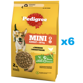 PEDIGREE Adult Mini 6x2 kg z drobiem i warzywami sucha karma pełnoporcjowa dla dorosłych psów małych ras