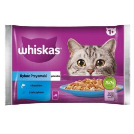 WHISKAS Adult saszetka 4x85g Rybne Przysmaki mokra karma dla dorosłych kotów w galaretce z: łososiem, tuńczykiem