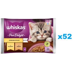 WHISKAS Junior saszetka 52x85g Drobiowe Frykasy mokra karma dla kociąt w galaretce z: kurczakiem, indykiem