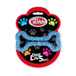PET NOVA Sznur dla psa kość aromat miętowy 20 cm niebieski