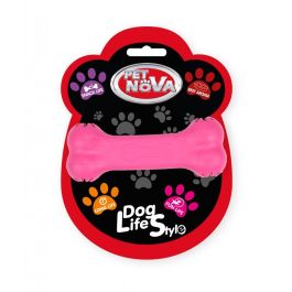 PET NOVA Kość na przysmaki dla psa aromat wołowiny 11 cm różowa
