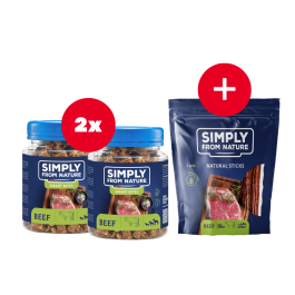 SIMPLY FROM NATURE Smart Bites Trenerki z wołowiny dla psów 2 x 130 g + przysmak GRATIS