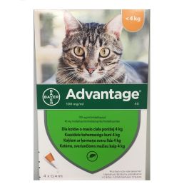 BAYER ADVANTAGE Roztwór do nakrapiania dla kotów do 4 kg (4 x 0,4 ml)
