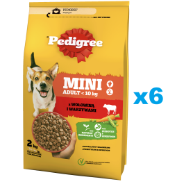 PEDIGREE Adult Mini 6x2 kg z wołowiną i warzywami sucha karma pełnoporcjowa dla dorosłych psów małych ras