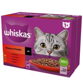 WHISKAS Adult saszetka 48 x 85g Klasyczne Posiłki mokra karma dla kotów w sosie kawałki z wołowiną, kurczakiem, jagnięciną, drobiem