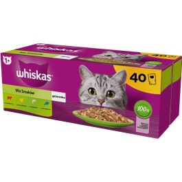 WHISKAS Adult 40x85g Smaki Rybne i Tradycyjne mokra karma dla kota w galaretce (z kurczakiem, z łososiem, z wołowiną, z tuńczykiem)