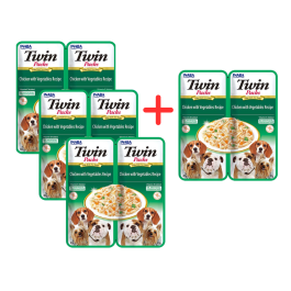 INABA Dog Twin Kurczak, warzywa w bulionie dla psów 2x40 g 3+1 GRATIS