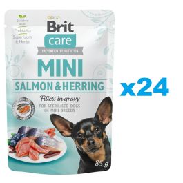 BRIT Care Mini Pouch Łosoś i Śledź Sterilised 24x85g mokra karma dla psów ras małych kastrowanych