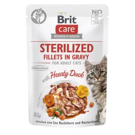 BRIT CARE Fillets in Gravy Pouch Sterilized Hearty Duck 24x85g z kaczką dla kotów sterylizowanych