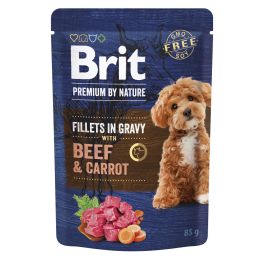BRIT Premium By Nature Dog Fillets in Gravy z wołowiną i marchewką 24x85g