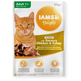 IAMS Cat Adult All Breeds Chicken & Turkey In Gravy kurczak i indyk w sosie 85 g