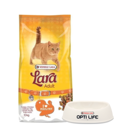 VERSELE-LAGA Lara adult turkey & chicken karma dla kotów z indykiem i kurczakiem 10 kg + Miska plastikowa dla kota GRATIS