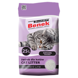 BENEK Super standard Żwirek bentonitowy lawendowy 25 l