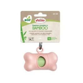 Dyspenser do woreczków higienicznych z bambusa z 1 rolką BIO różowy