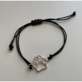 Bransoletka z metalową łapką psa – czarna