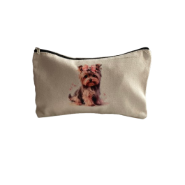 Kosmetyczka z siedzącym yorkiem 21,5x13 cm