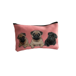 Kosmetyczka różowa z mopsami 21x13,5 cm