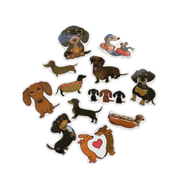 Naklejki z jamnikiem, 12 szt. zestaw A