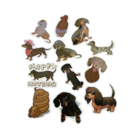 Naklejki z jamnikiem, 12 szt. zestaw B