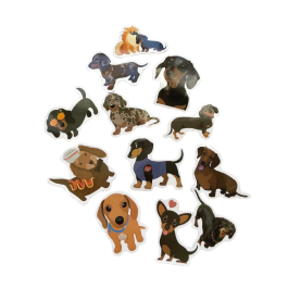 Naklejki z jamnikiem, 12 szt. zestaw C