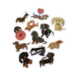 Naklejki z jamnikiem, 12 szt. zestaw D