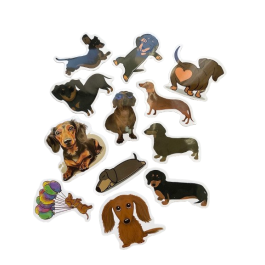 Naklejki z jamnikiem, 12 szt. zestaw E