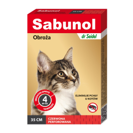 OBROŻA SABUNOL 35 CM D/KOTA P/PCHŁOM CZERWONA