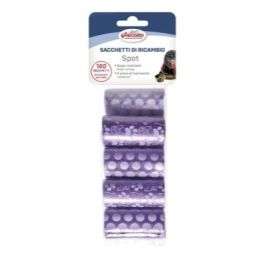Torebki higieniczne spot dog, 9 rolek/180 torebek 27x30cm fioletowe