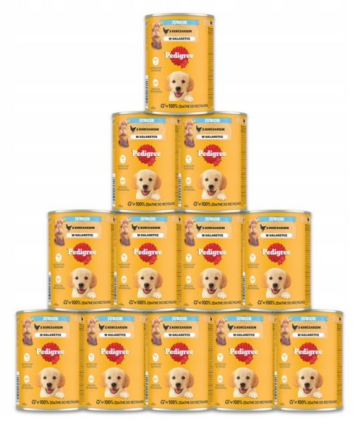 PEDIGREE Junior 12 x 400g mokra pełnoporcjowa karma dla dorastających psów z kurczakiem w galaretce