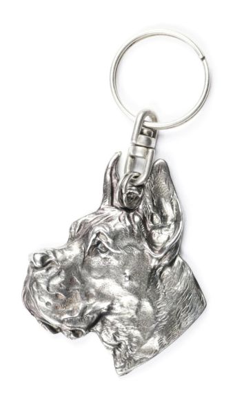 Dog niemiecki I - posrebrzany brelok z psem, ozdob