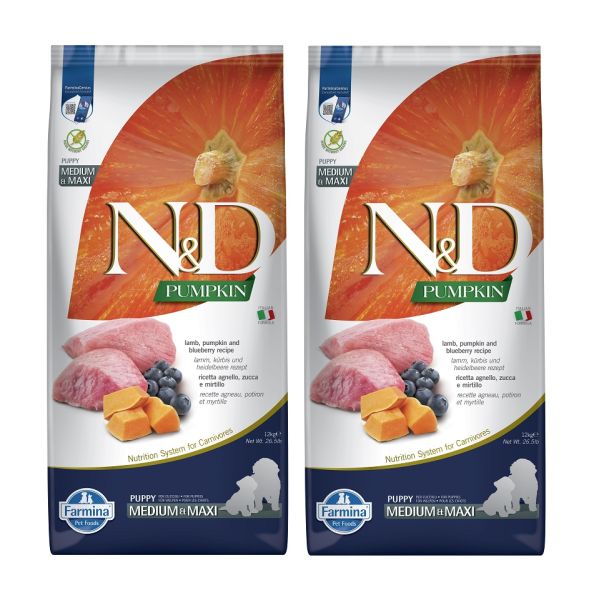 FARMINA N&amp;D GF Pumpkin Lamb &amp; Blueberry Puppy Medium &amp; Maxi 24 kg (2 x 12 kg)