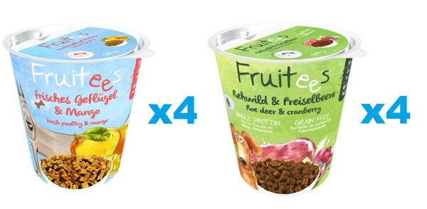 BOSCH Fruitees Drób i mango + Sarna i żurawina trenerki dla psa 8 x 200 g