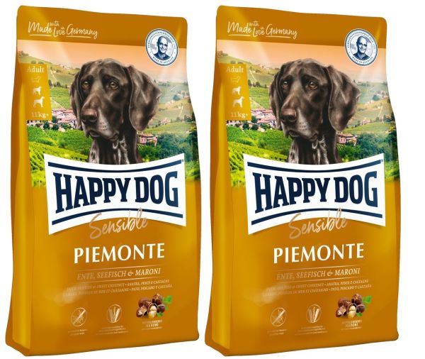 HAPPY DOG Supreme Piemonte - kaczka, kasztan, ryby 8 kg (2 x 4 kg)